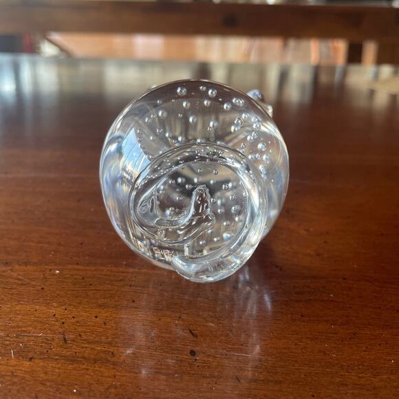 Clear Glass Pig Paperweight with Controlled Bubbles, 4" Long - Picture 4 of 5